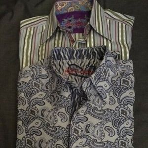 TWO Mens Robert Graham Long Sleeve Shirts (Large)